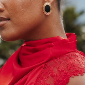 Francine Earrings - Black/Gold