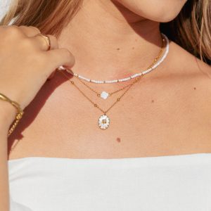Goldie Necklace - Gold/White