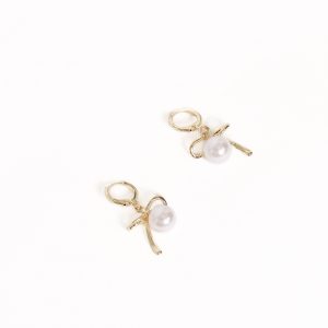 Louisa Bow Earrings - Gold/Pearl