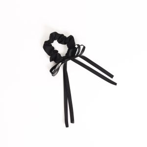 Rosemarie Bow Scrunchie - Black