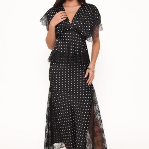 Ailbhe Lace Skirt - Black Polka Dot