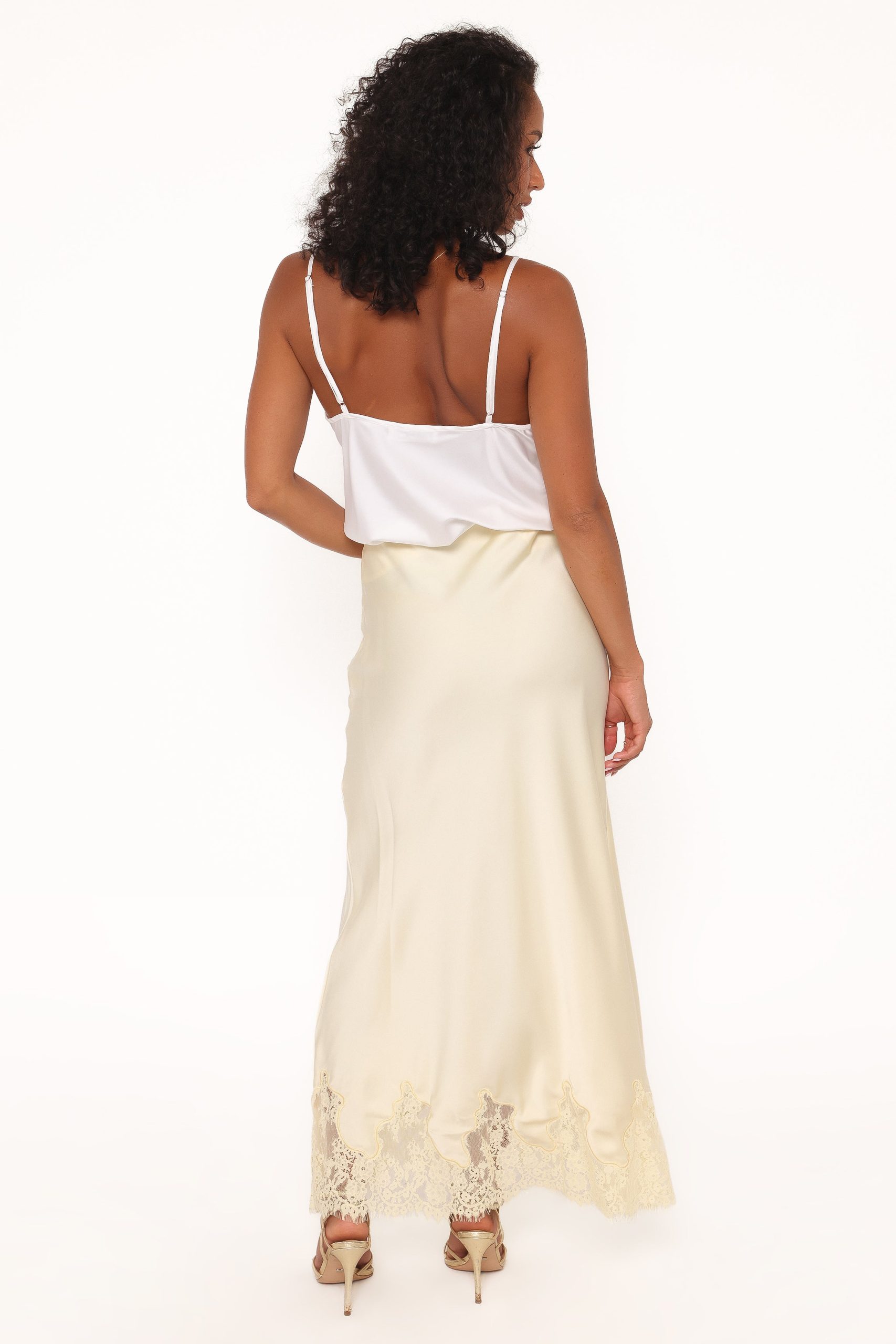 Alira Lace Trim Midi Skirt - Yellow - Image 4