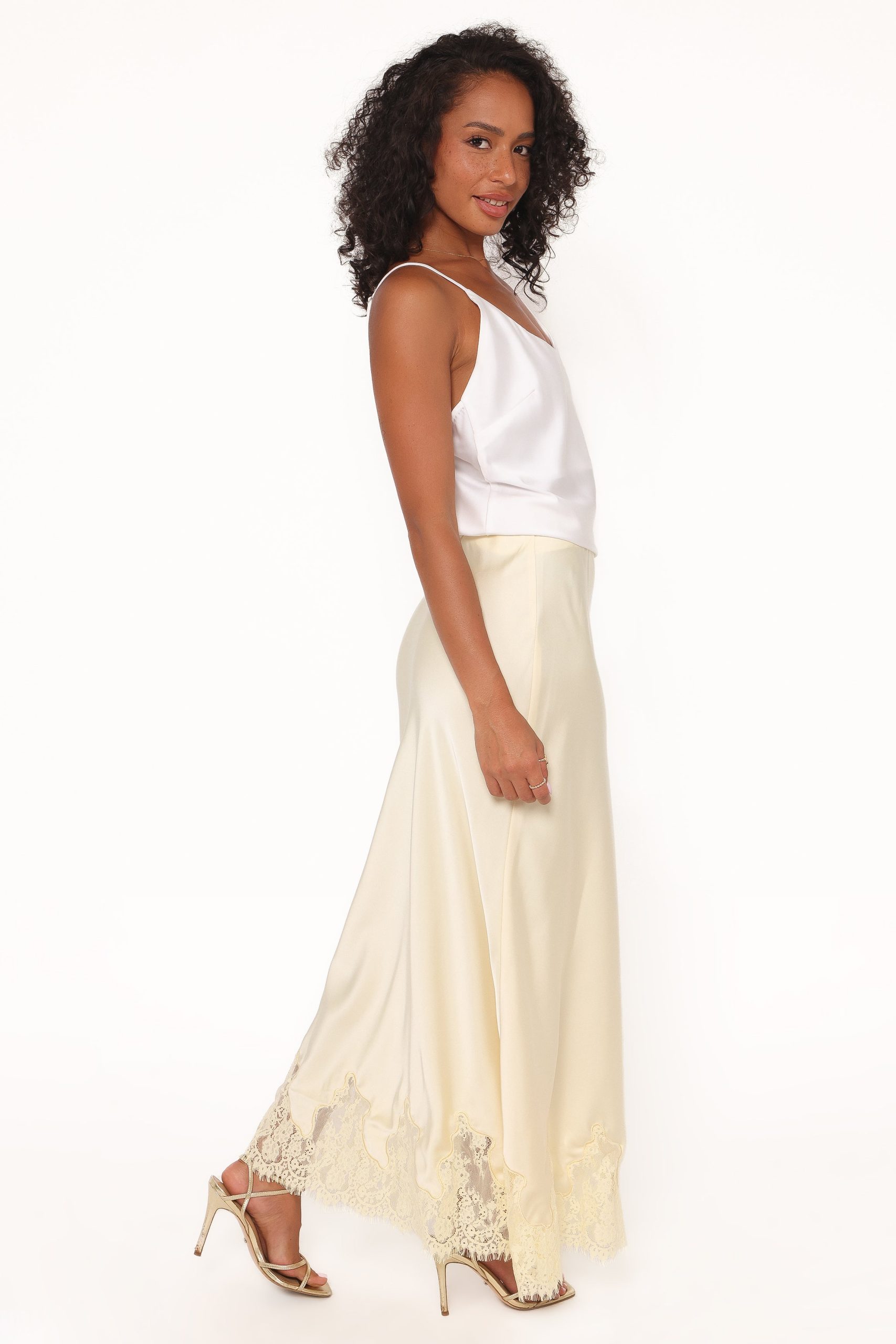 Alira Lace Trim Midi Skirt - Yellow - Image 3