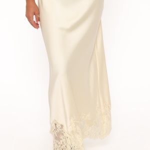 Alira Lace Trim Midi Skirt - Yellow