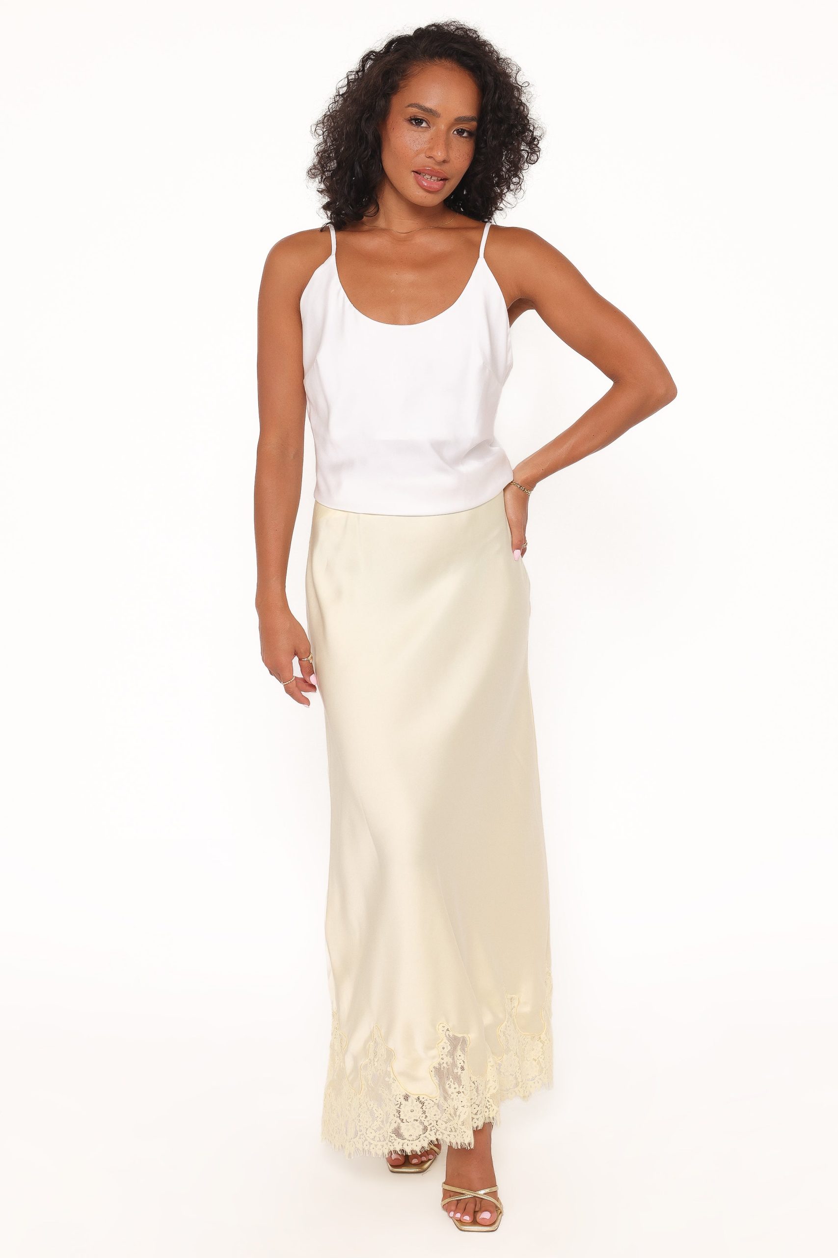 Alira Lace Trim Midi Skirt - Yellow - Image 2