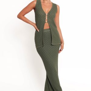 Asplie Knit Maxi Skirt - Olive