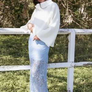 Brittany Lace Maxi Skirt - Blue