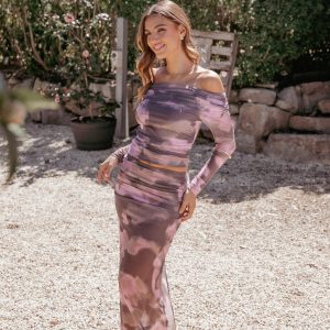 Caelira Skirt - Pink/Brown Print