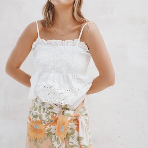 Calypso Wrap Mini Skirt - Yellow Spring Floral