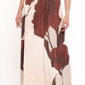 Cascade Maxi Skirt - Cream Brown Floral