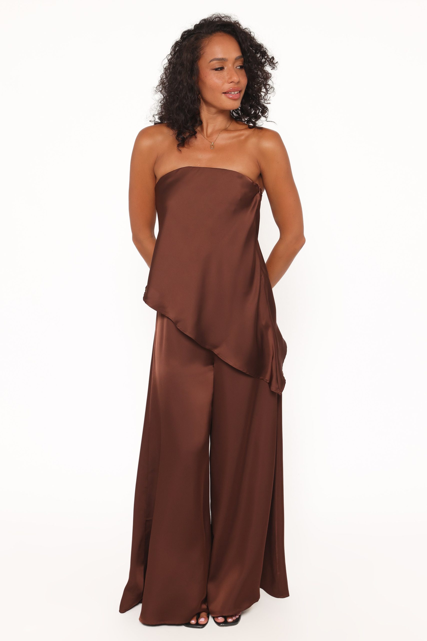 Charmer Wide Leg Pant - Dark Brown - Image 3
