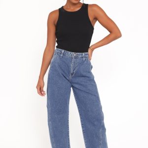 Cosima Stretch Arc Barrel Jean - Medium Wash