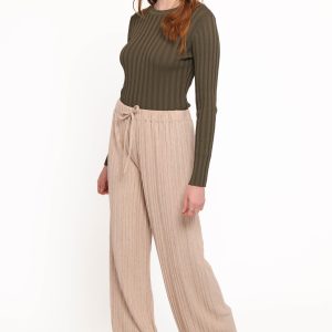 Davis Pleated Knit Pant - Beige