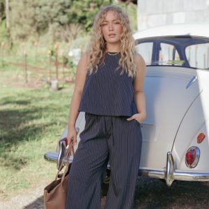 Elijah Pants - Navy White Stripe