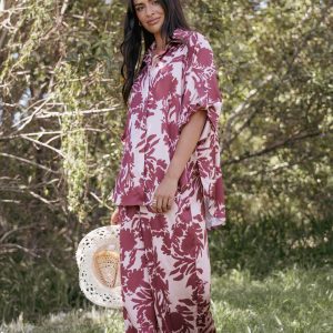 Elysia Pants - Pink Burgundy