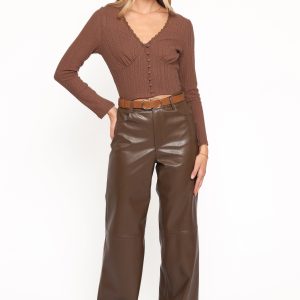 Emer Leather Pant - Chocolate Brown