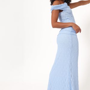 Faeriel Lace Knit Maxi Skirt - Blue