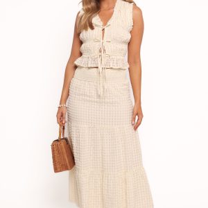 Farica Gingham Midi Skirt - Cream