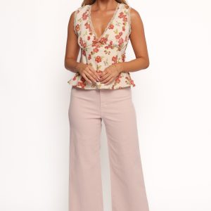 Gemma Cropped Wide Leg Jeans - Sepia Rose