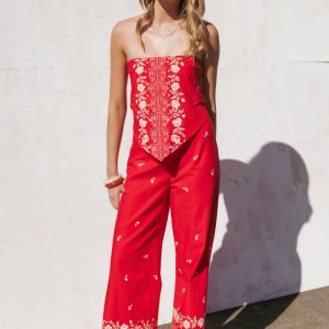 Ilara Pant - Red Floral
