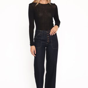 Jacinta Button Down Slim Wide Jean - Dark Wash