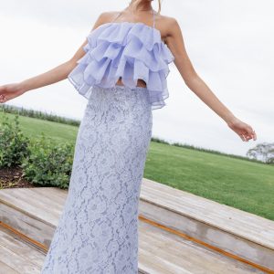 Jennings Lace Maxi Skirt - Blue Sequin