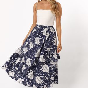 Josephine Tiered Midi Skirt - Navy
