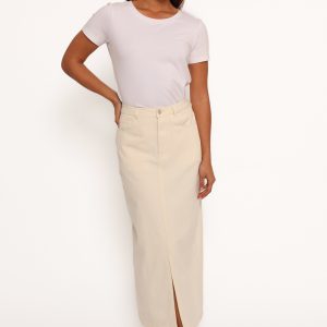 Kellen Corduroy Midi SKirt - Cream