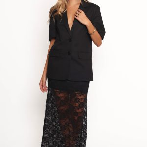 Laken Sheer Lace Maxi Skirt - Black