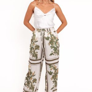 Lara Wide Leg Pants - Olive Print