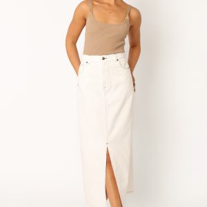 Rana Denim Midi Skirt - White