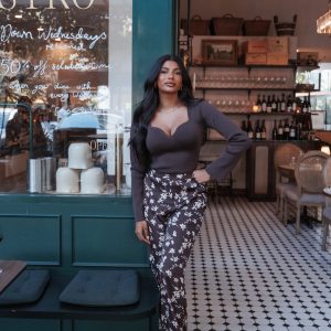 Romola Pant - Brown Cream Floral
