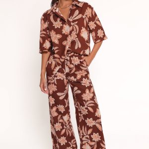 Samira Wide Leg Pant - Orange Floral