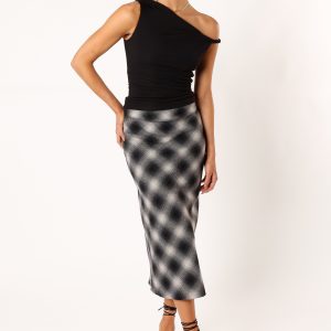 Ursula Plaid Skirt - Charcoal