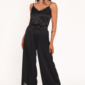 Viola Drawstring Wide Leg Pant - Black