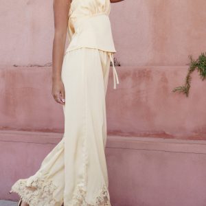 Viola Drawstring Wide Leg Pant - Yellow