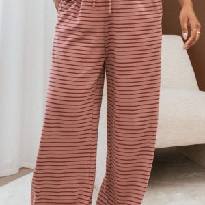 Wilda Knit Pant - Pink Red Stripe