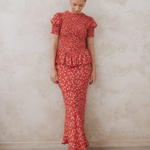 Zoella Maxi Skirt - Red Floral