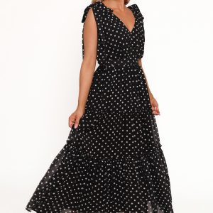 Ada Maxi Dress - Black Polka Dot