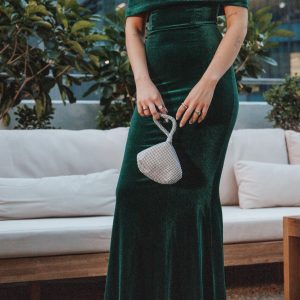 Adair Off Shoulder Maxi Dress - Emerald Green