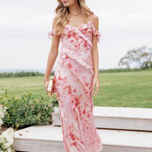 Alexia Off Shoulder Maxi Dress - Pink Floral