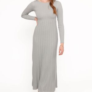 Alison Long Sleeve Maxi Dress - Grey
