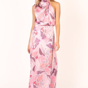Amelia Halterneck Maxi Dress - Pink Floral