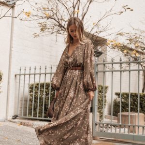 Anisa Maxi Dress - Olive Floral