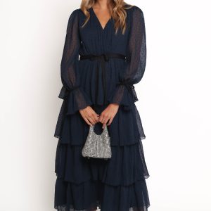 Antoinette Long Sleeve Tiered Maxi Dress - Navy