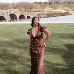 Arella Maxi Dress - Brown Polka Dot