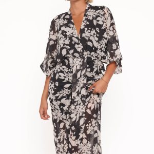 Audrina Maxi Dress - Black Floral