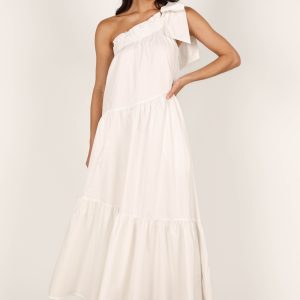 Ava One Shoulder Maxi Dress - White