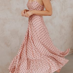 Ayana Midi Dress - Pink Polka Dot