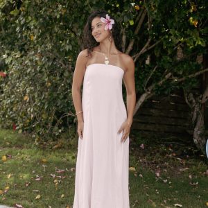 Bethany Strapless Midi Dress - Rosewater